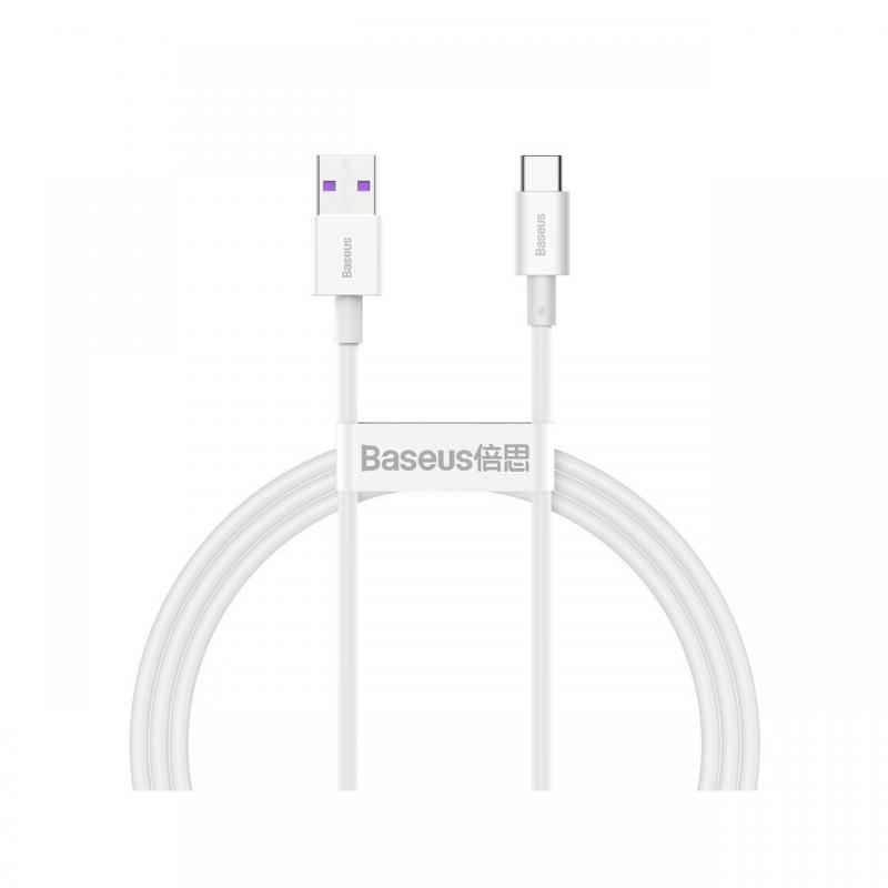Cablu Fast Charging USB-A la Type-C Baseus Superior Series 66W White 1m