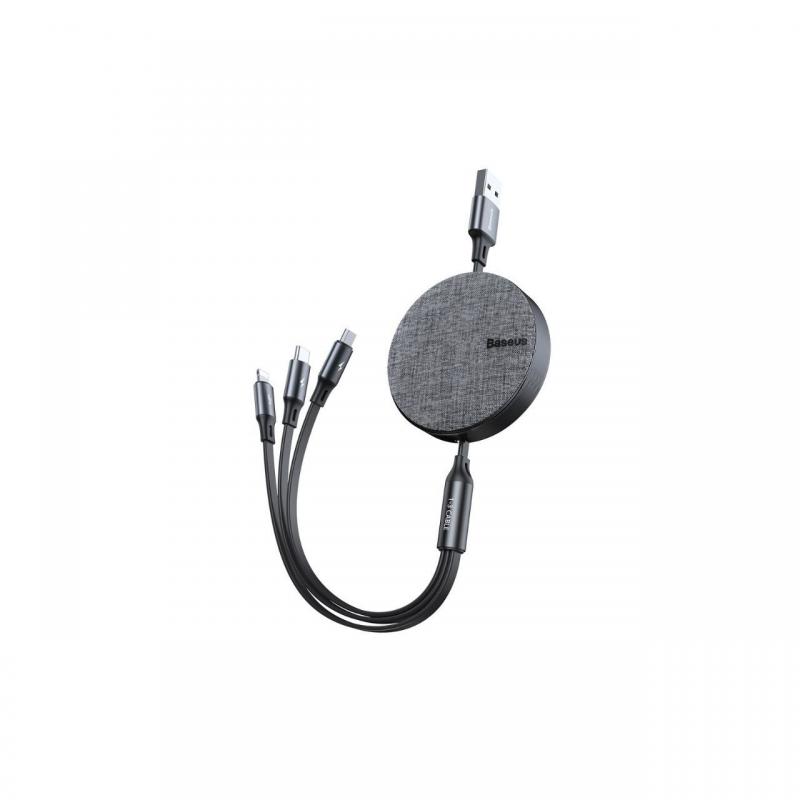 Cablu MicroUSB & Lightning & USB-C Baseus Fabric Grey