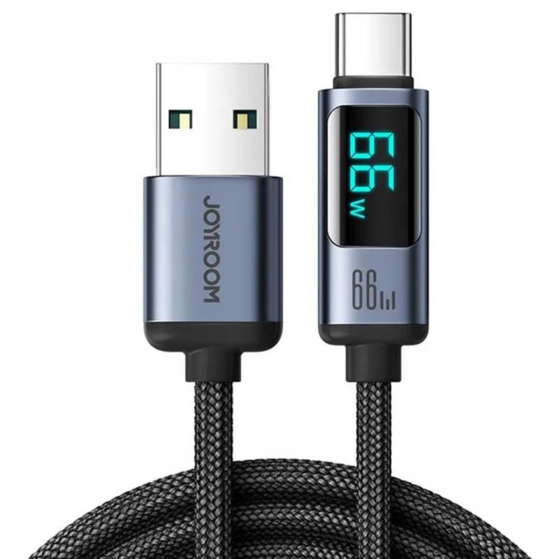 Joyroom Cablu USB la Type-C Fast Charging, Digital Display, 66W, 1.2m Negru