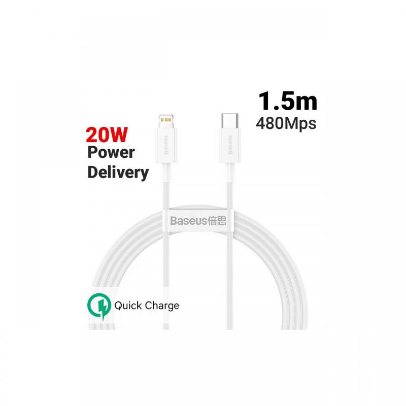 Cablu Lightning la Type-C PD Baseus Superior Series White