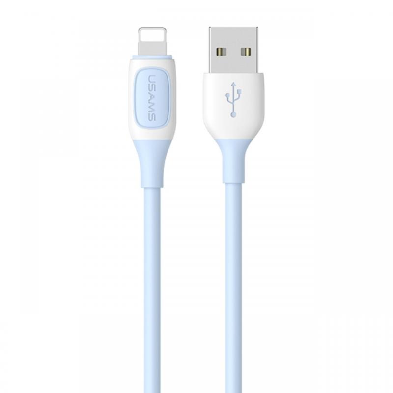 Usams Cablu Jelly Series Fast Charging USB la Lightning, 2.4A, 1m, Albastru
