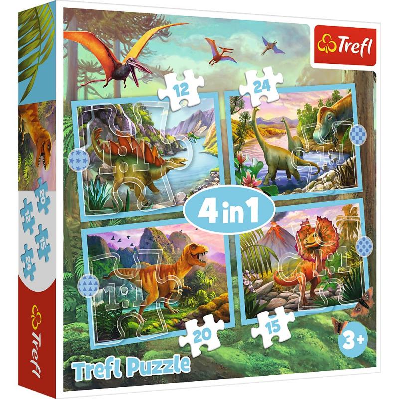 Puzzle trefl 4in1 lumea dinozaurilor