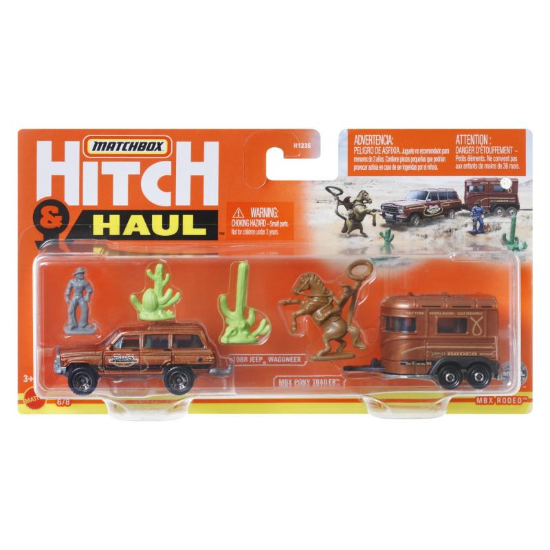 MATCHBOX HITCH&HAUL SET 2 VEHICULE MBX RODEO 1988 JEEP WAGONEER MBX PONY TRAILER SCARA 1:64