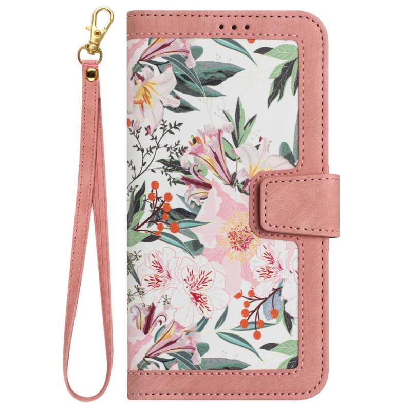 Husa Tip Carte UIQ Luxury Flowers, Inchidere Magnetica, Piele Ecologica Moale, Buzunar Carduri, Curea Detasabila, Rezistenta La Socuri, Functie Stand, Pentru Apple iPhone XR, Roz