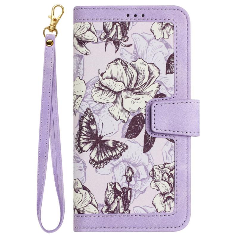 Husa Tip Carte UIQ Luxury Flowers, Inchidere Magnetica, Piele Ecologica Moale, Buzunar Carduri, Curea Detasabila, Rezistenta La Socuri, Functie Stand, Pentru Xiaomi Redmi 13C 4G / 13C 5G / Poco M6 / C65, Mov