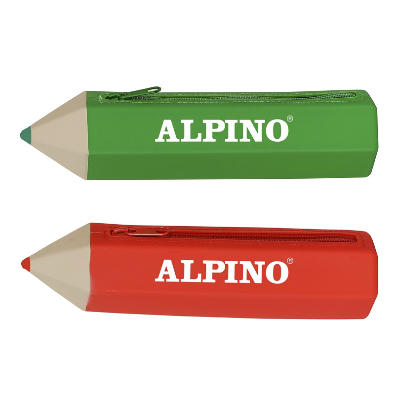 Penar Cu Fermoar, Forma Creion, 12 Creioane Colorate Incluse, Alpino Soft Touch