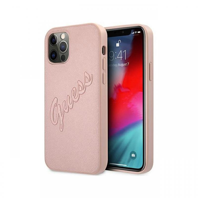 Husa iPhone 12 Pro Max Guess Saffiano Vintage Script Roz