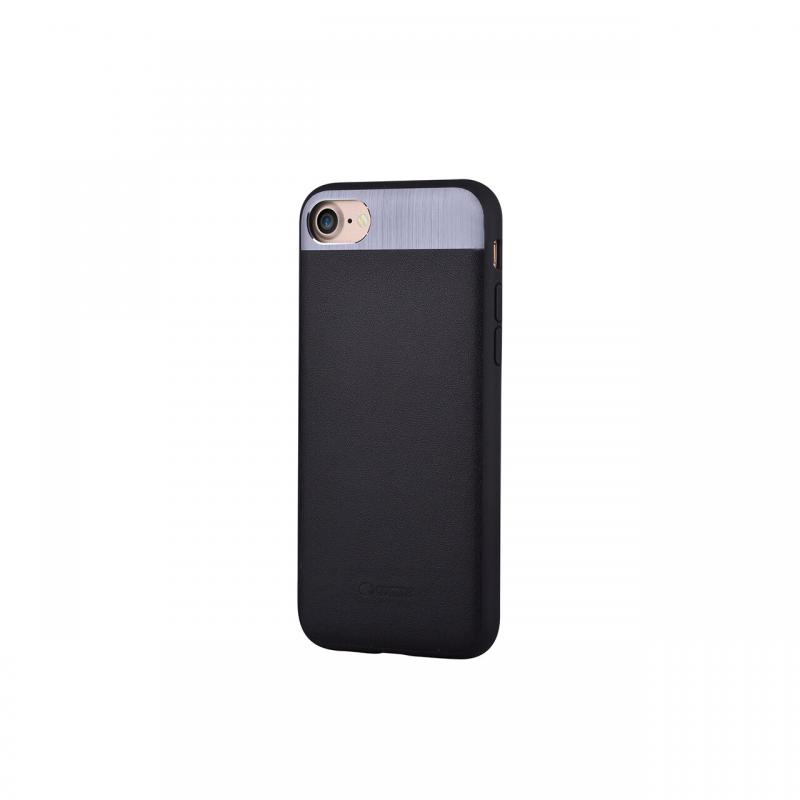 Carcasa iPhone 7/8/SE2020/SE2022 Comma Vivid Leather Black (piele naturala, aluminiu si margini flex