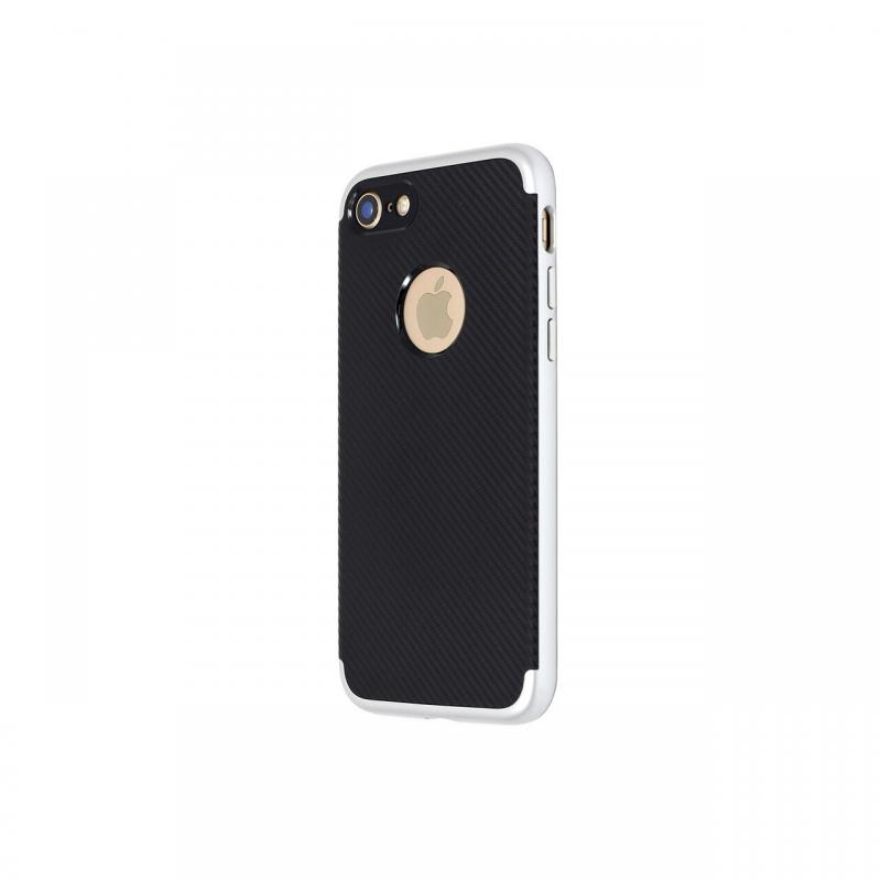 Carcasa iPhone 8 Just Must Arm Duo Silver (spate textura carbon negru)