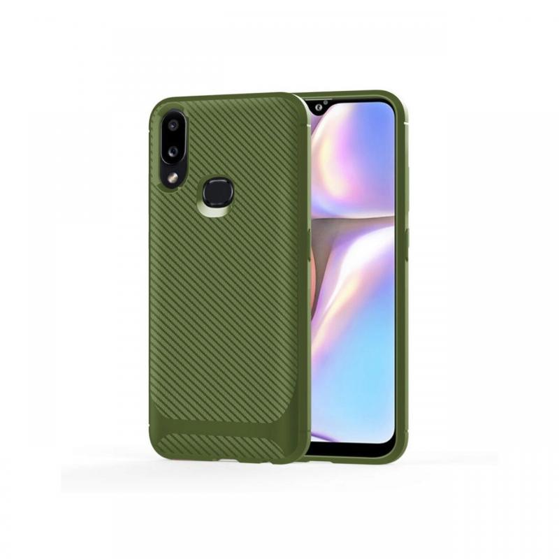 Husa Samsung Galaxy A20 / A30 Lemontti Carbon Fiber Texture Shockproof Green