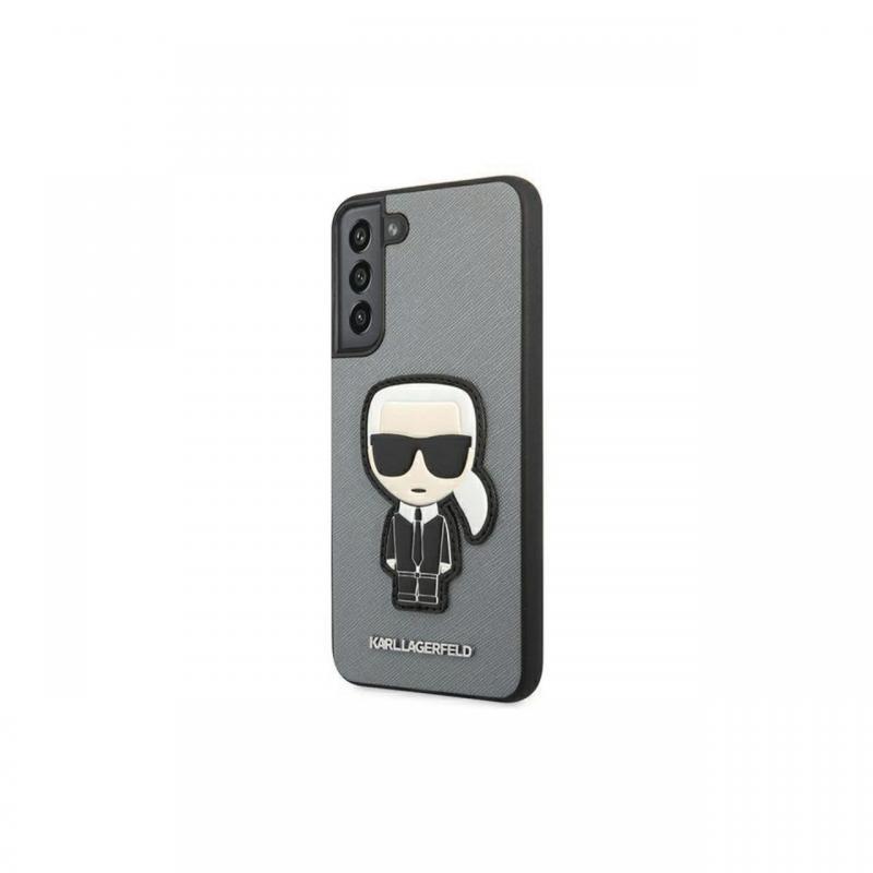 Husa Samsung Galaxy S22 Plus Karl Lagerfeld Saffiano Ikonik Karl`s Patch Argintiu