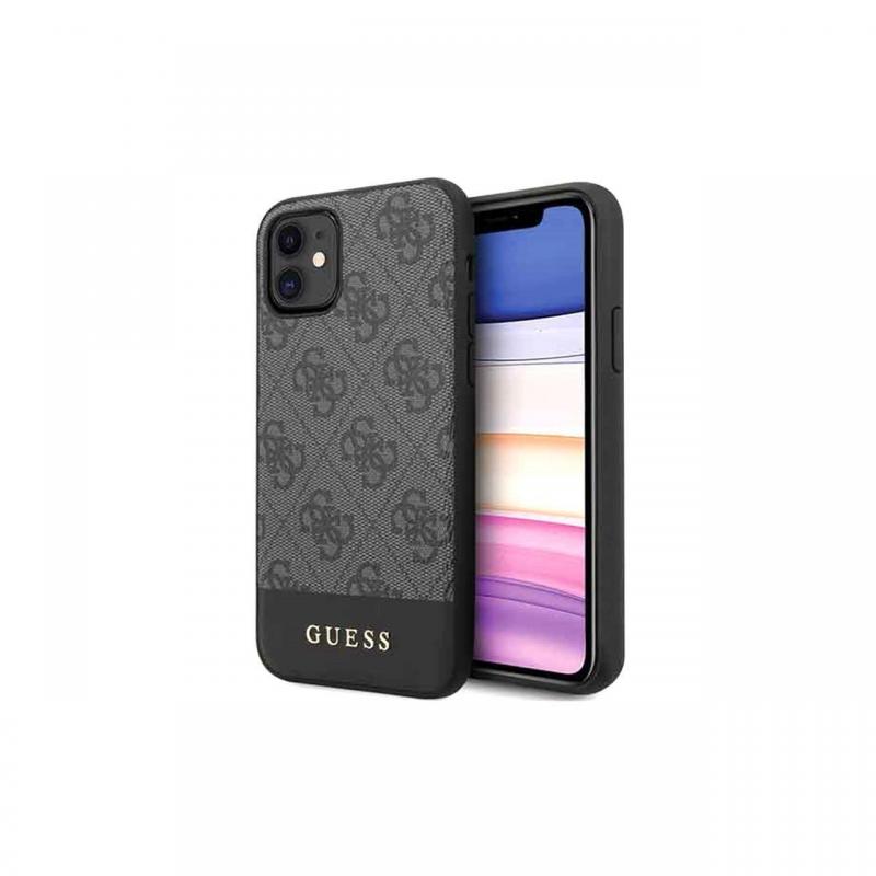 Husa iPhone 11 Guess 4G Stripe Logo Gri