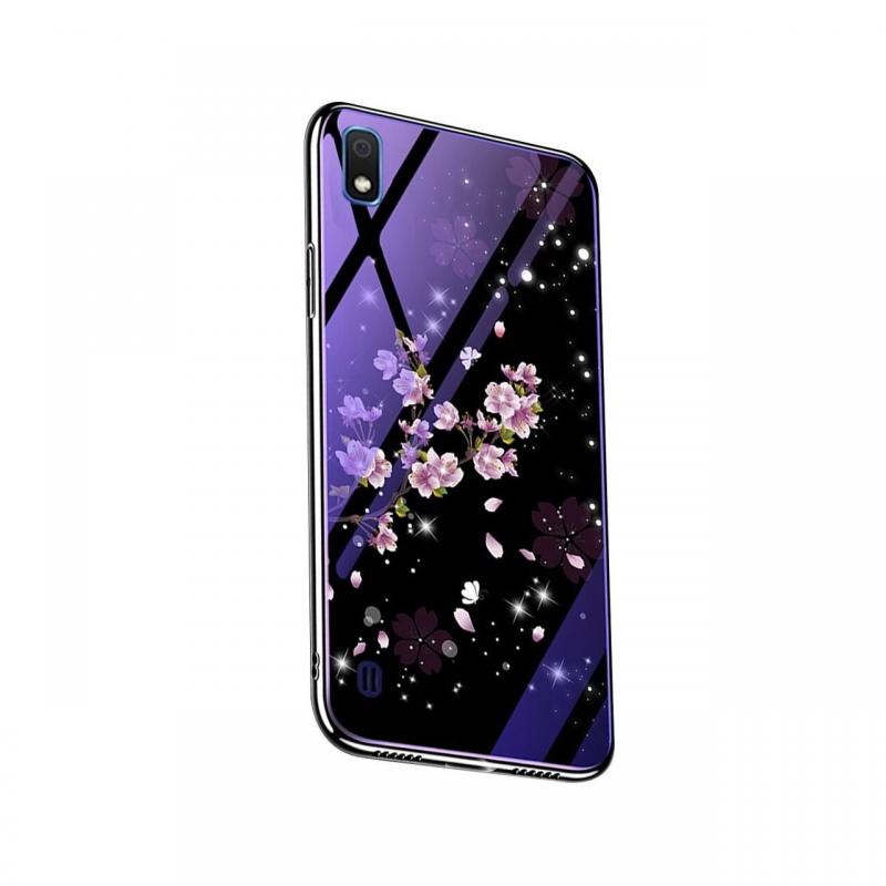 Husa Samsung Galaxy A30 Lemontti Electroplated Edge Blue Light Glass Peach Blossoms