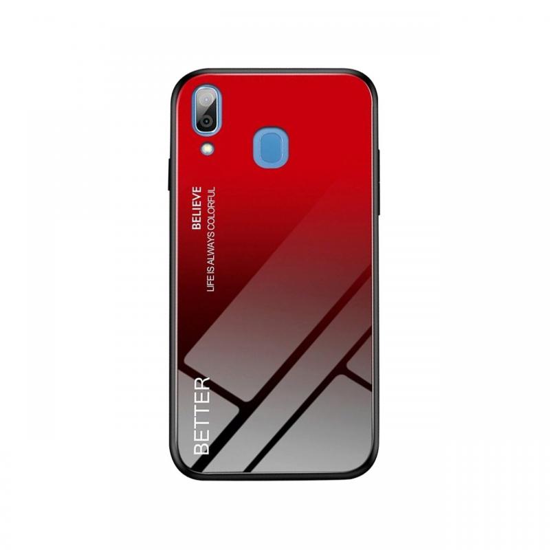 Husa Samsung Galaxy A30 Lemontti Glass Case Black Red