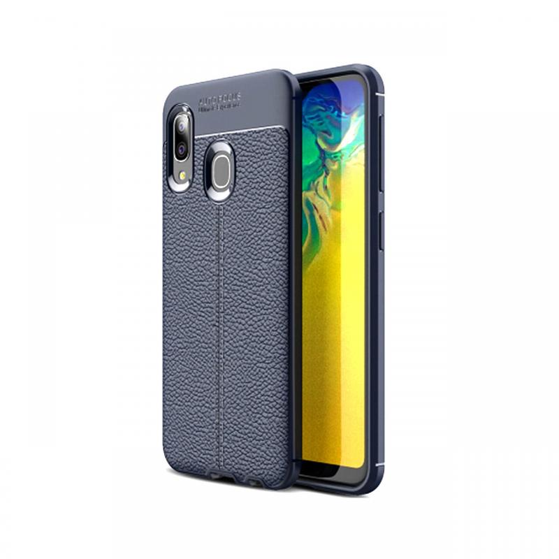 Husa Samsung Galaxy A20e Lemontti Litchi Navy Blue