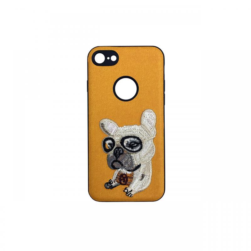 Husa iPhone SE2022 Lemontti Embroidery Orange Puppy