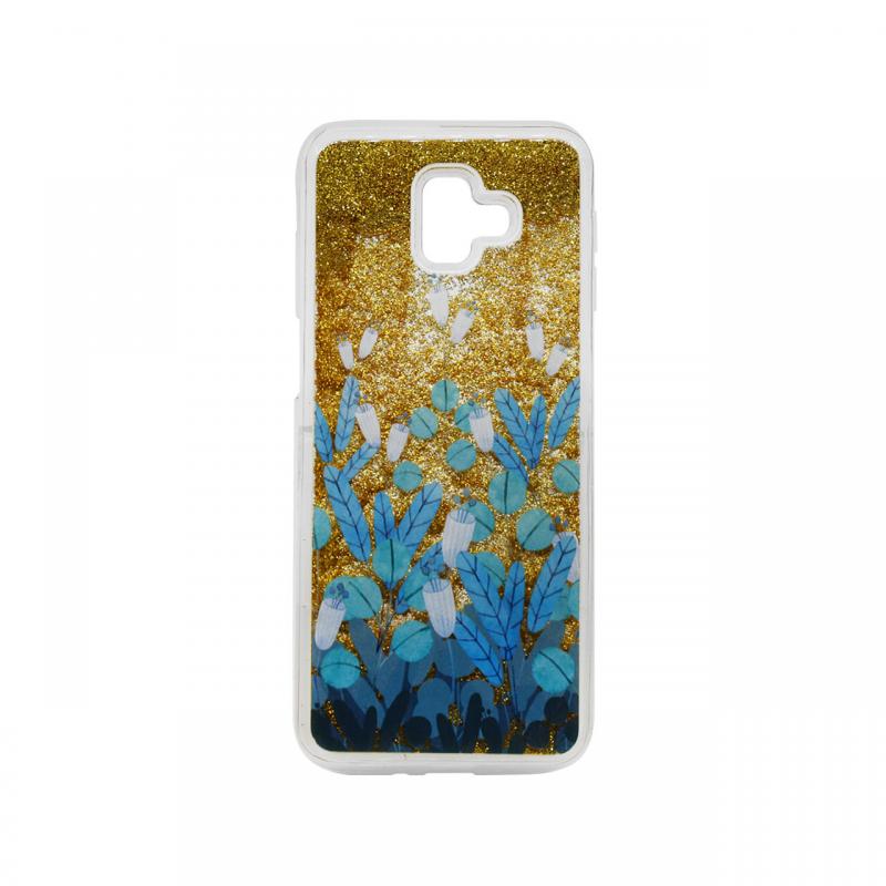 Carcasa Samsung Galaxy J6 Plus Lemontti Liquid Sand Blue Flowers