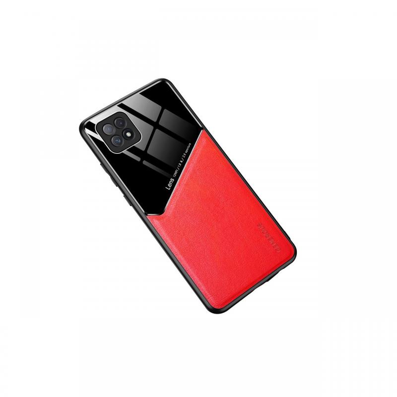 Husa Oppo A72 Lemontti Leather + Organic Glass Red