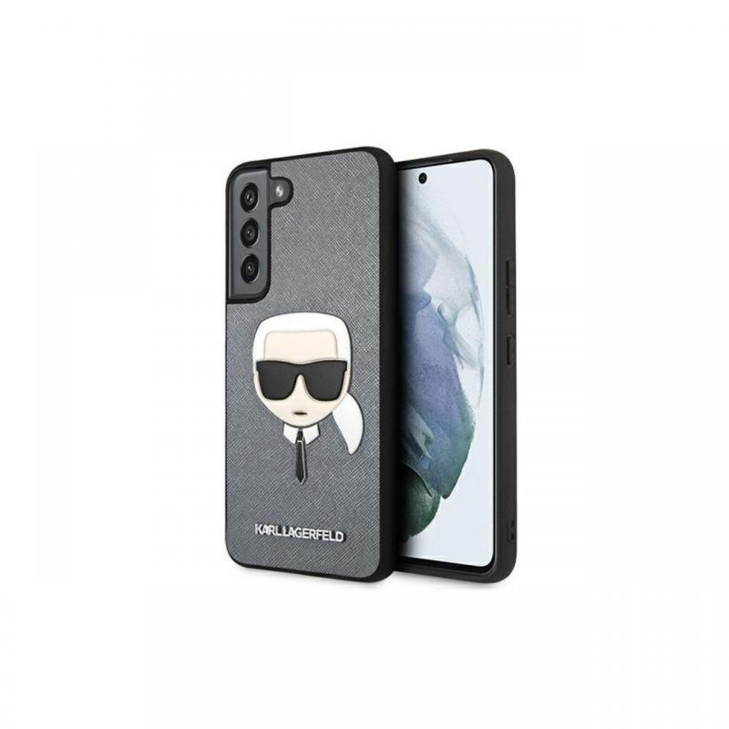 Husa Samsung Galaxy S22 Plus Karl Lagerfeld Saffiano Ikonik Karl\'s Head Argintiu