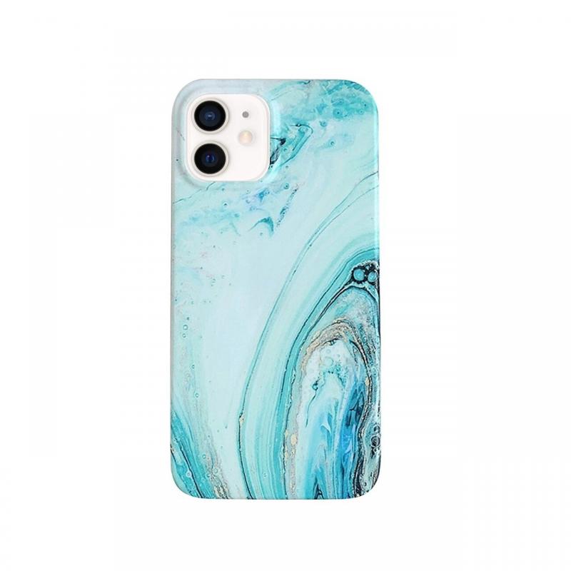 Husa iPhone 12 Mini Lemontti Marble Pattern Soft Shining Green