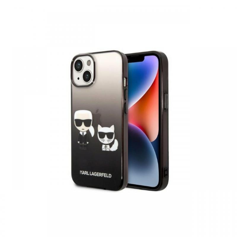 Husa iPhone 14 Karl Lagerfeld Gradient Karl&Choupette Negru