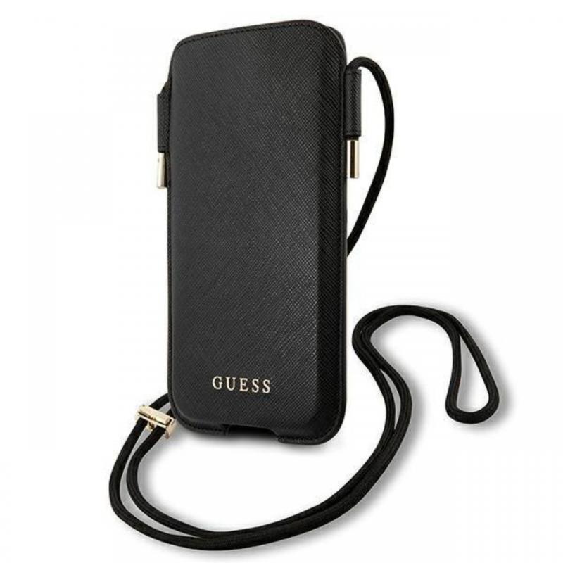 Guess Husa Universala S/M PU Saffiano cu snur, Negru