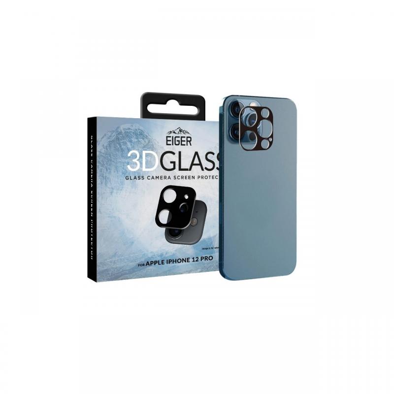 Folie Sticla Camera iPhone 12 Pro Eiger 3D Glass Clear Black