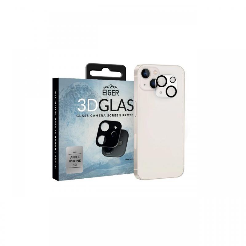 Folie Sticla Camera iPhone 13 Eiger 3D Glass Clear Black