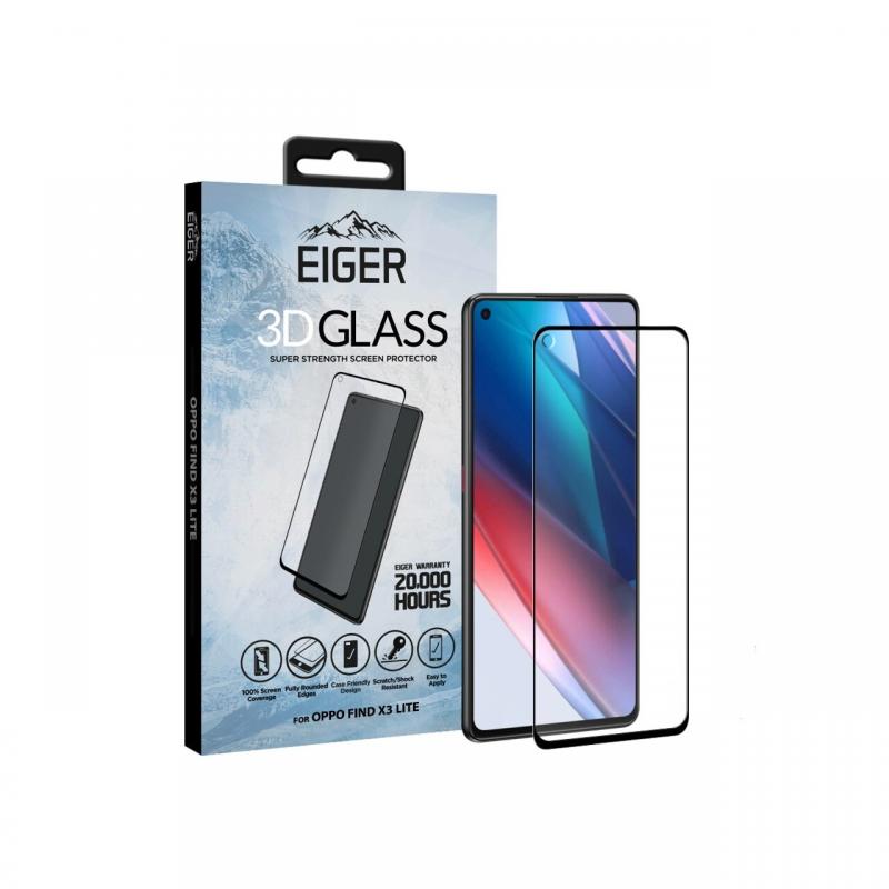 Folie Oppo Find X3 Lite Eiger Sticla 3D Case Friendly Clear Black