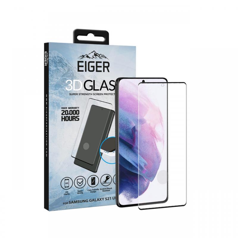 Folie Samsung Galaxy S21 Ultra Eiger Sticla 3D Case Friendly Clear Black