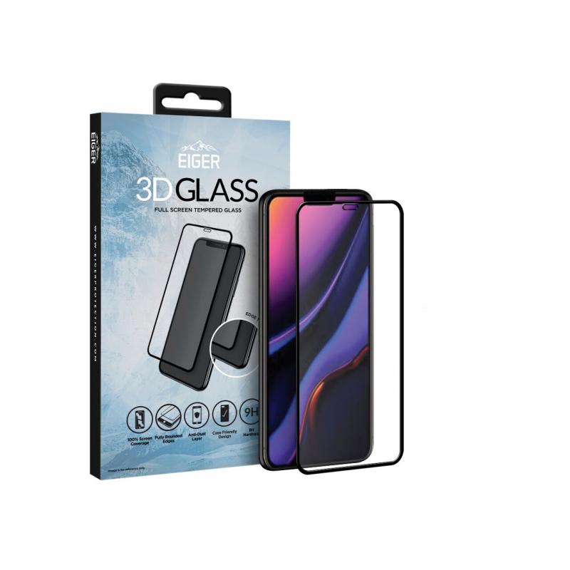 Folie iPhone 11 Pro Max / Xs Max Eiger Sticla Curbata 3D Clear Black