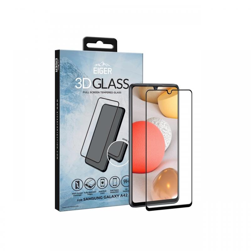 Folie Samsung Galaxy A42 5G Eiger Sticla 3D Edge to Edge Clear Black