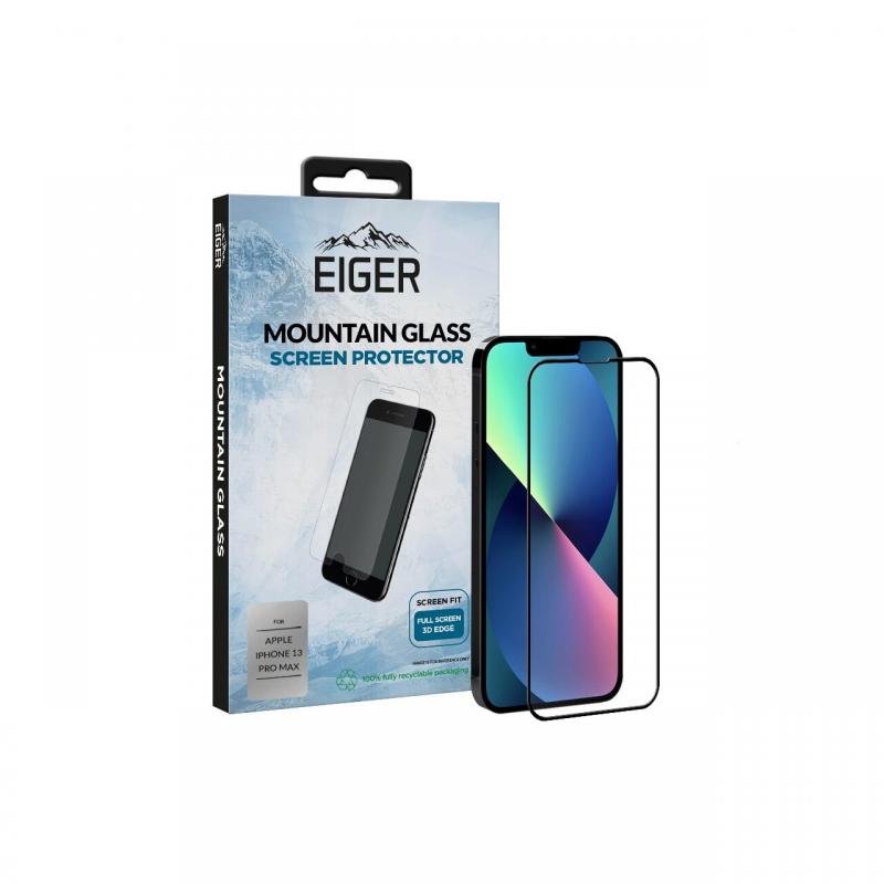 Folie iPhone 13 Pro Max Eiger Sticla 3D Edge to Edge Clear Black