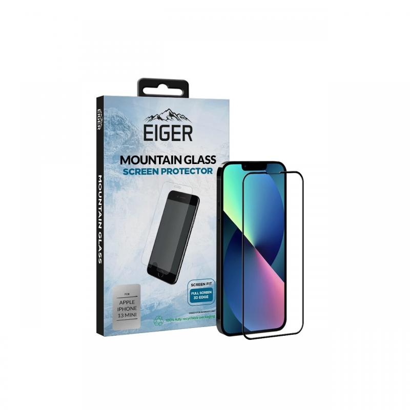 Folie iPhone 13 Mini Eiger Sticla 3D Edge to Edge Clear Black