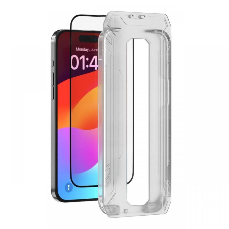 Devia Folie Sticla Van Series Full Screen Ultra-Thin iPhone 15 Pro, cu kit montare Transparent