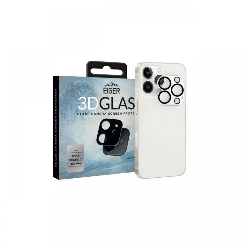 Folie Sticla Camera iPhone 13 Pro Max Eiger 3D Glass Clear Black