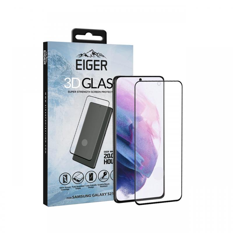 Folie Samsung Galaxy S21 Plus Eiger Sticla 3D Case Friendly Clear Black