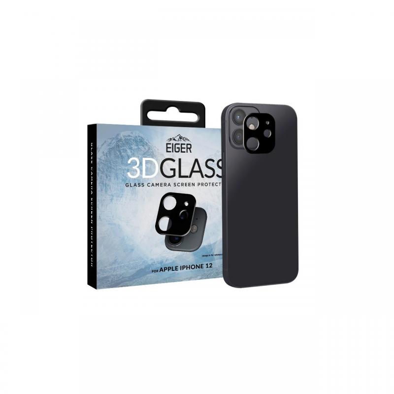 Folie Sticla Camera iPhone 12 Eiger 3D Glass Clear Black