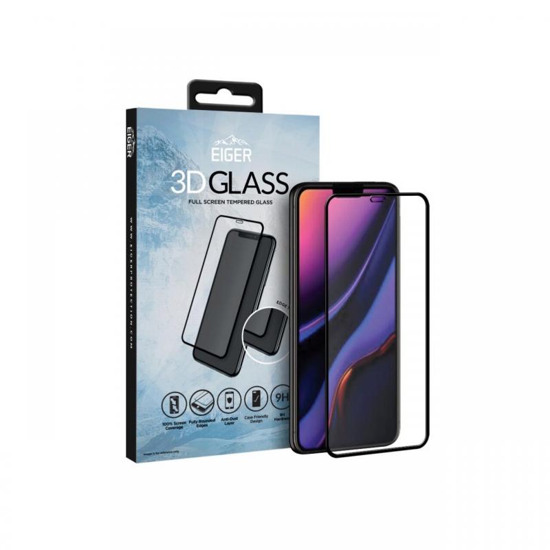 Folie iPhone 11 Pro / XS / X Eiger Sticla Curbata 3D Clear Black