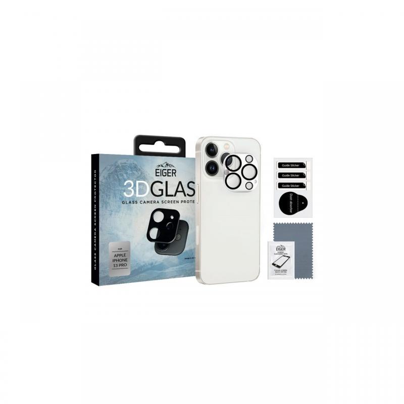 Folie Camera iPhone 13 Pro Eiger 3D Glass Clear Black