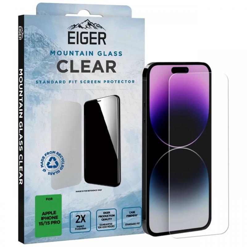 Eiger Folie Sticla  Mountain Glass iPhone 15 / 15 Pro Clear