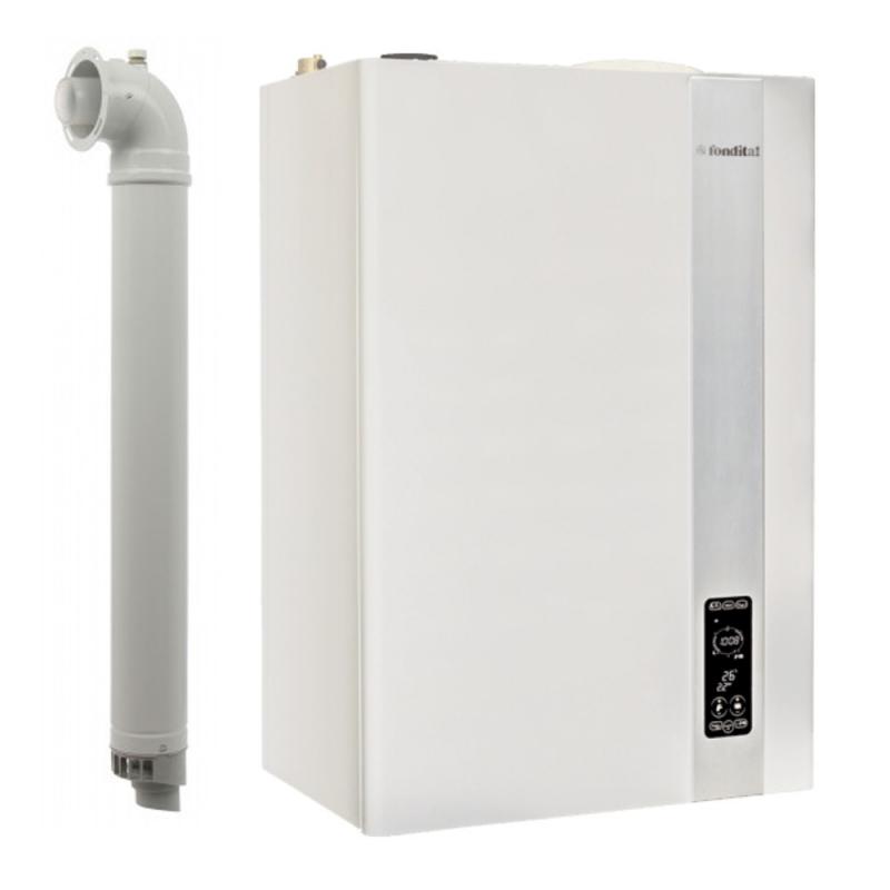 Centrala termica pe gaz/GPL in condensare Fondital Itaca KB 32 kW cu boiler ACM 45 litri, Clasa A, Kit de evacuare inclus