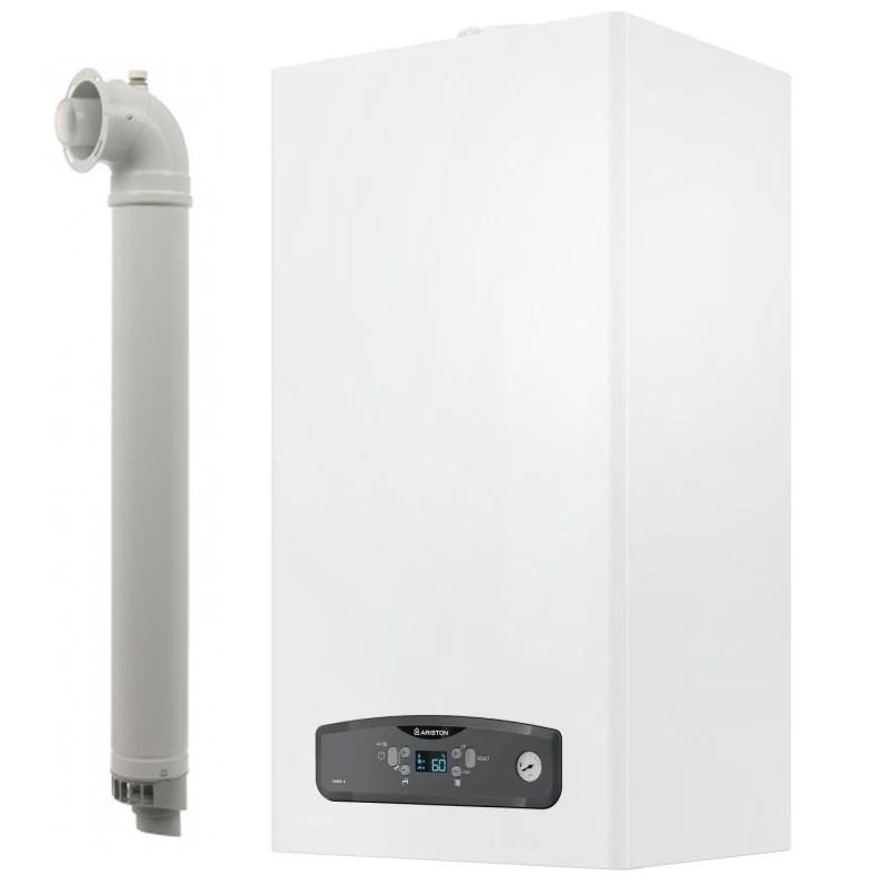 Centrala termica pe gaz/GPL in condensare Ariston Cares S 24 kW, schimbator otel inox, incalzire si ACM, Kit evacuare inclus