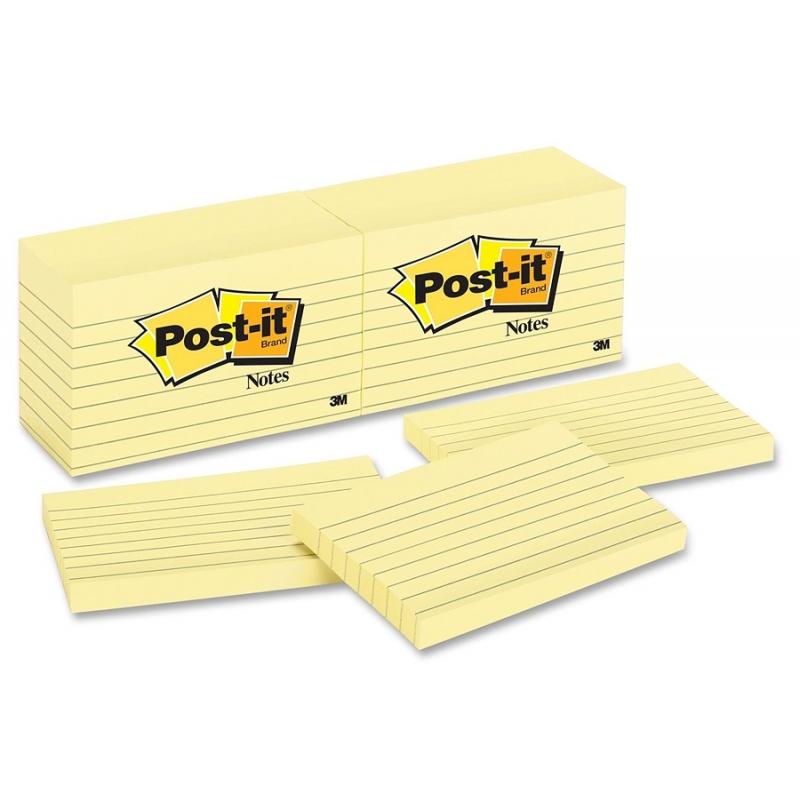 Notite adezive galbene liniate Post-It 127 mm x 76 mm 100 file/buc 3M