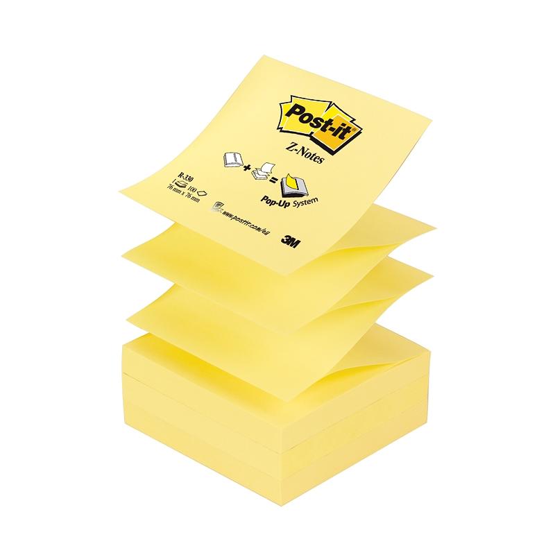 Notite adezive galbene Post-It Z-Notes 76 mm x 76 mm 100 file/cub 3M