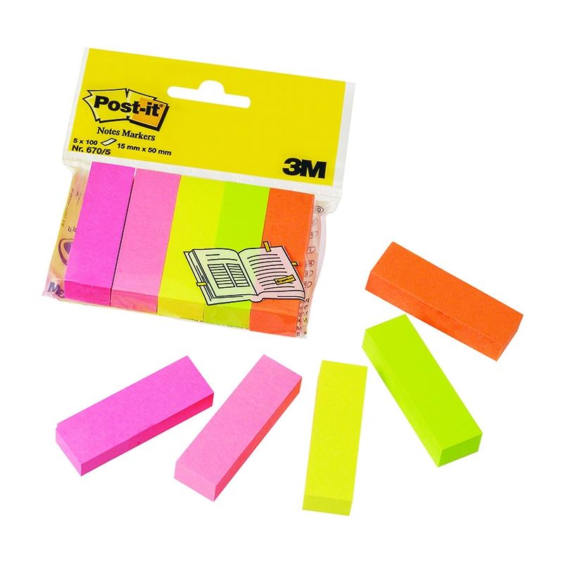 Notite adezive Post-It index 15 mm x 50 mm 5/set 3M