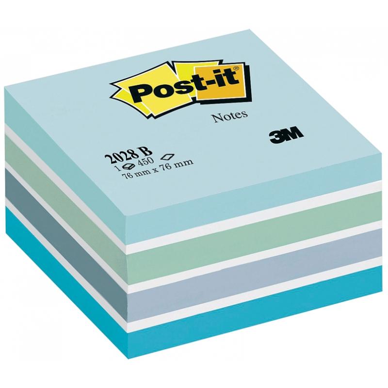 Notite adezive albastru pastel cub Post-It 76 mm x 76 mm 450 file/bloc 3M