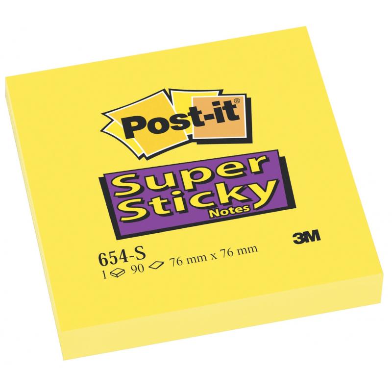 Notite adezive galbene Super Sticky Post-It 76 mm x 76 mm 90 file/cub 3M