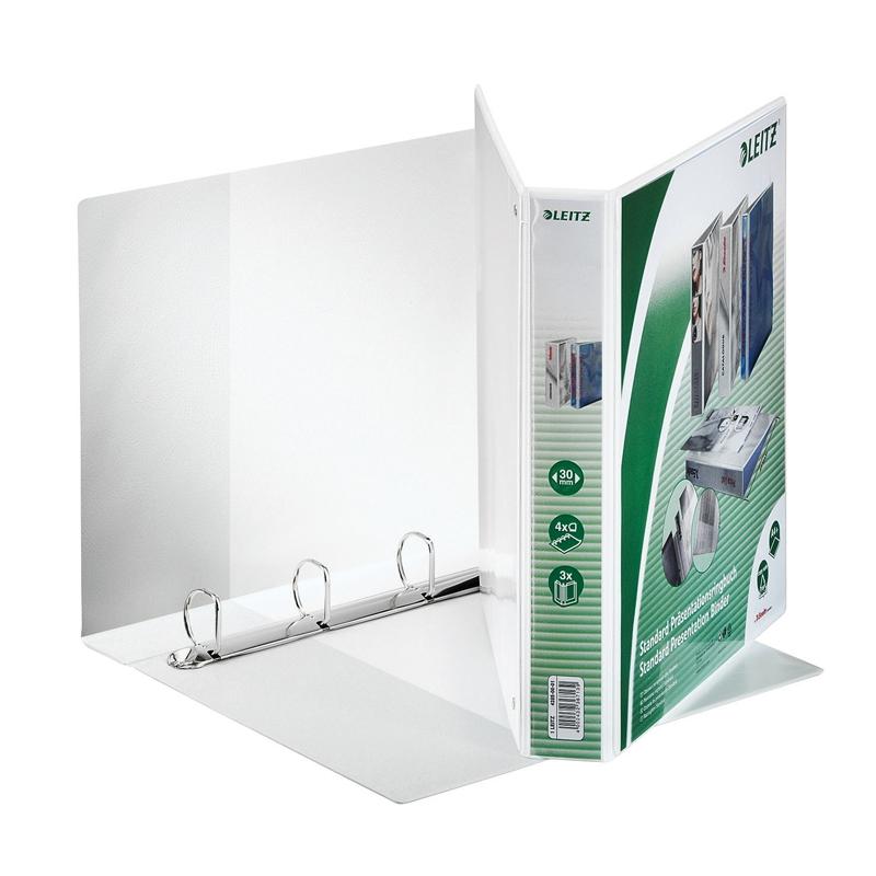 Caiet mecanic Panorama, PP/PP, partial reciclat, certificare FSC, A4 MAXI, mecanism 4DR, inel 30 mm, alb, Leitz