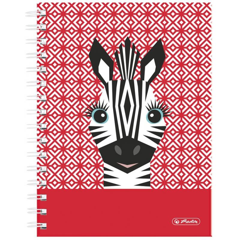 Caiet cu spira A5, 100 file, matematica, Cute Animals Zebra, Herlitz